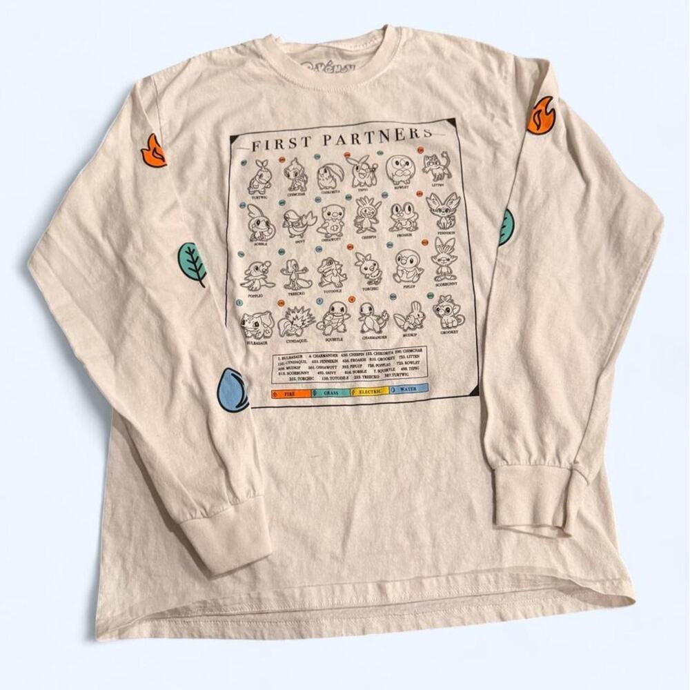 Official Pokémon 2021 25th Anniversary First Partners White Long Sleeve M